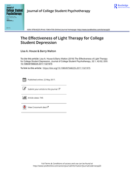 The Effectiveness of Light Therapy for College Student Depression