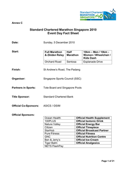 Standard Chartered Marathon Singapore 2010 Event Day Fact Sheet