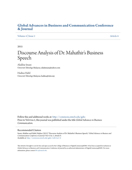 Discourse Analysis of Dr. Mahathir's Business Speech