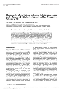 Characteristic of Multi-Ethnic Settlement in Indonesia, a Case Study: Kampung 3-4 Ulu Laut Settlement on Musi Riverbank in Palembang City