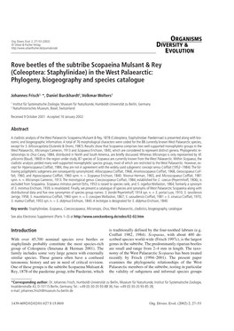 Rove Beetles of the Subtribe Scopaeina Mulsant & Rey