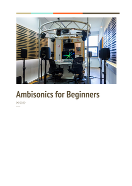 Ambisonics for Beginners 06/2020