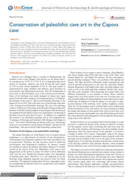 Conservation of Paleolithic Cave Art in the Capova Cave