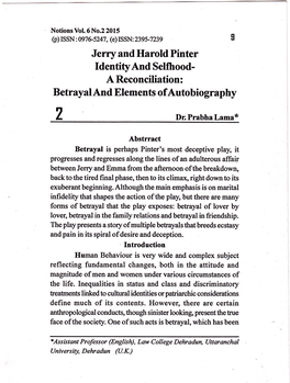 Jerry and Harold Pinter Identity and Selfhood