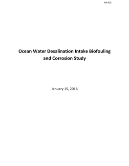 Ocean Water Desalination Intake Biofouling and Corrosion Study by Tetra Tech, Tenera Associates, and V&A Consultants, Januar