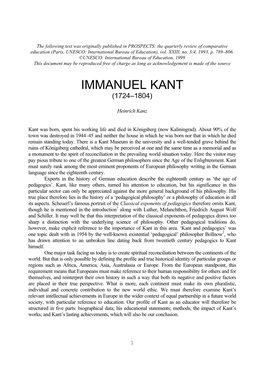 Immanuel Kant (1724–1804)