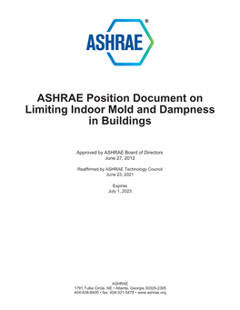 Position Document on Limiting Indoor Mold and Dampness in Buildings