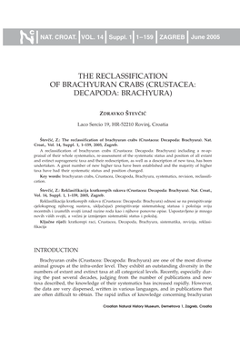 The Reclassification of Brachyuran Crabs (Crustacea: Decapoda: Brachyura)