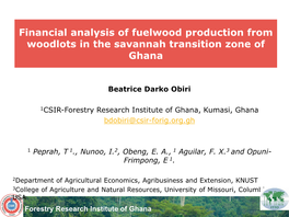 Financial Analysis of Fuelwood Production from Woodlots in the Savannah Transition Zone of Ghana