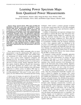 Learning Power Spectrum Maps from Quantized Power Measurements Daniel Romero, Member, IEEE, Seung-Jun Kim, Senior Member, IEEE, Georgios B