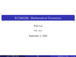 ECON2285: Mathematical Economics