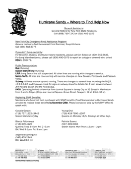 Hurricane Sandy – Where to Find Help Now