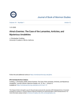 Alma's Enemies: the Case of the Lamanites, Amlicites, and Mysterious Amalekites