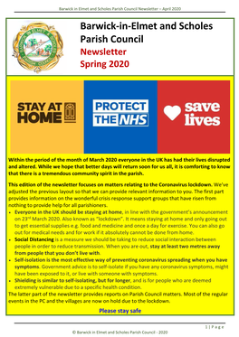 Barwick-In-Elmet and Scholes Parish Council Newsletter Spring 2020