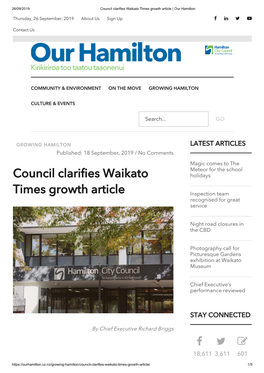 Council Clarifies Waikato Times Growth Article | Our Hamilton