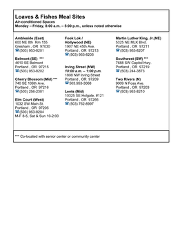 Loaves & Fishes Meal Sites