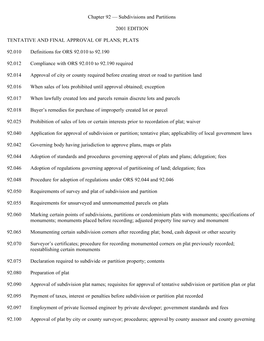 Chapter 92 — Subdivisions and Partitions