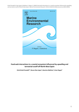 Food-Web Interactions in a Coastal Ecosystem Influenced by Upwelling and Terrestrial Runoff Off North-West Spain