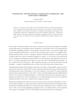 Symplectic Vector Spaces, Lagrangian Subspaces, and Liouville's Theorem