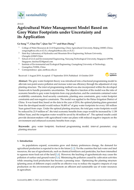 Agricultural Water Management Model Based on Grey Water Footprints Under Uncertainty and Its Application