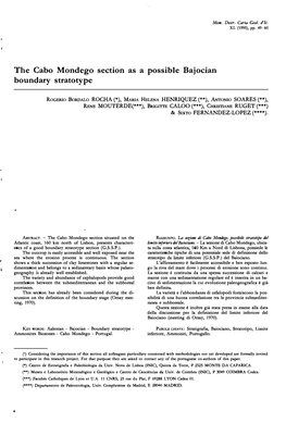 The Cabo Mondego Section As a Possible Bajocian Boundary Stratotype