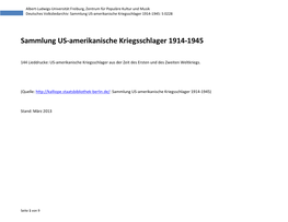 Sammlung US-Amerikanische Kriegsschlager 1914-1945: S 0228