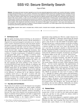 SSS-V2: Secure Similarity Search Hyun-A Park