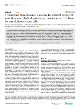 Trophoblast Glycoprotein Is a Marker for Efficient Sorting of Ventral