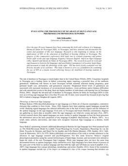 Evaluating the Phonology of Nicaraguan Sign Language: Preprimer and Primer Dolch Words