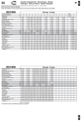 Binzen - - Binzen Rümmingen - Busbahnhof Kandern Claraplatz Basel - Rhein Am Weil - Haltingen Ab an Ab an Ab Ab an Ab an Ab Ab