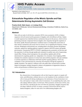 Extracellular Regulation of the Mitotic Spindle and Fate Determinants Driving Asymmetric Cell Division