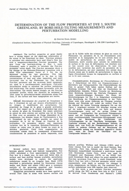 Determination of the Flow Properties at Dye 3, South Greenland, by Bore-Hole-Tilting Measurements and Perturbation Modelling