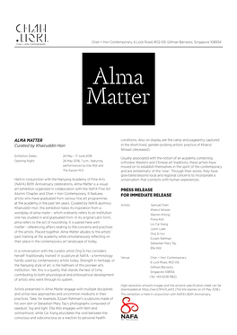 ALMA MATTER Curated by Khairuddin Hori PRESS RELEASE