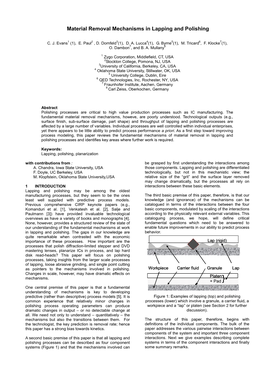 Material Removal Mechanisms in Lapping and Polishing