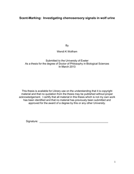 Investigating Chemosensory Signals in Wolf Urine