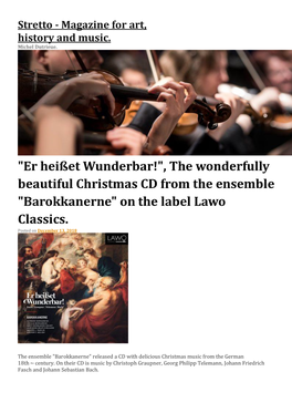 The Wonderfully Beautiful Christmas CD from the Ensemble "Barokkanerne" on the Label Lawo Classics