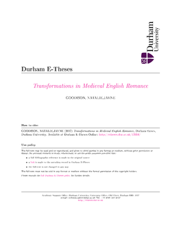 Transformations in Medieval English Romance
