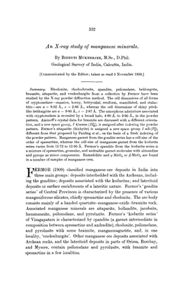 An X-Ray Study of Manganese Minerals