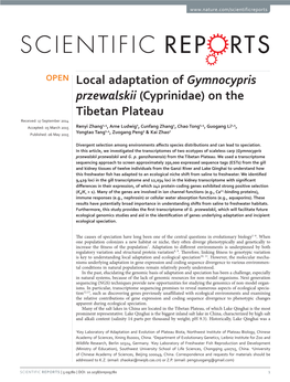 Local Adaptation of Gymnocypris Przewalskii (Cyprinidae) on The