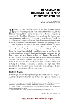 The Church in Dialogue with New Scientific Atheism