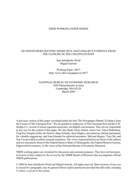 Do Newspapers Matter? Short-Run and Long-Run Evidence from the Closure of the Cincinnati Post