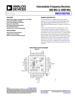 Intermediate Frequency Receiver, 800 Mhz to 4000 Mhz Data Sheet HMC8100LP6JE