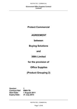 Protect Commercial AGREEMENT Between Buying Solutions and XMA