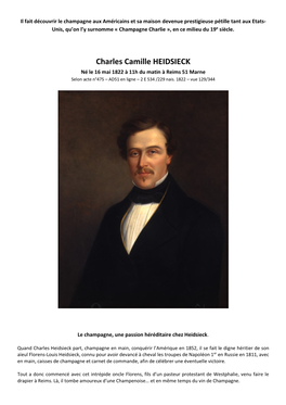 Charles Camille HEIDSIECK Né Le 16 Mai 1822 À 11H Du Matin À Reims 51 Marne Selon Acte N°475 – AD51 En Ligne – 2 E 534 /229 Nais