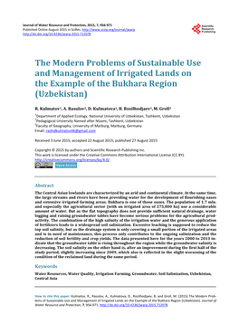 The Modern Problems of Sustainable Use and Management of Irrigated Lands on the Example of the Bukhara Region (Uzbekistan)