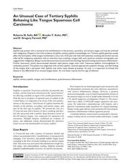 An Unusual Case of Tertiary Syphilis Behaving Like Tongue Squamous