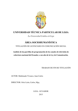 Universidad Técnica Particular De Loja Área Sociohumanística