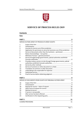Service of Process Rules 2019 Contents