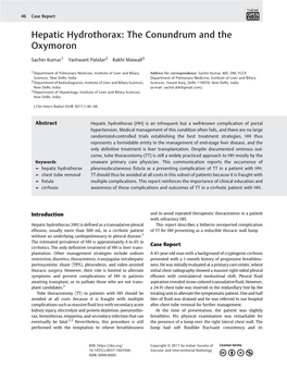 Hepatic Hydrothorax: the Conundrum and the Oxymoron