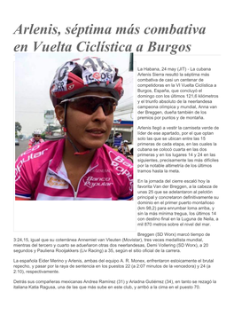 Arlenis, Séptima Más Combativa En Vuelta Ciclística a Burgos